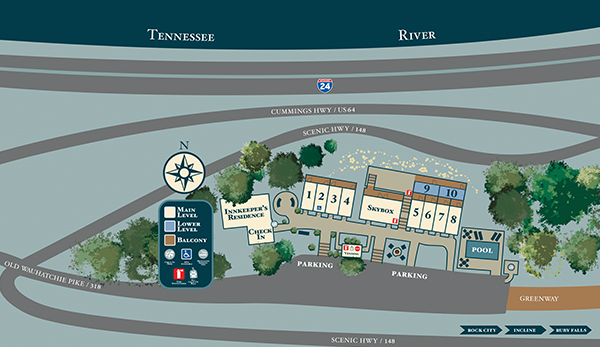 Illustrated map of RiverView Inn property